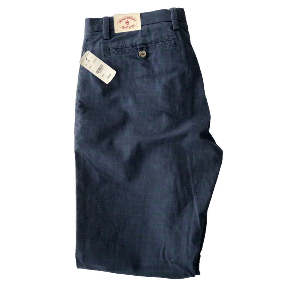 Brooks Brothers Gingham Dress Pants Navy & Green New With Tags 32 30